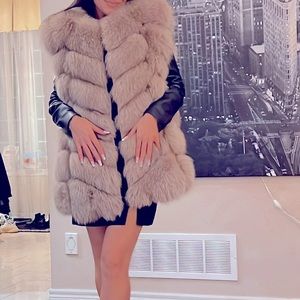 100% Real Fox Fur Vest Women  Winter Warm